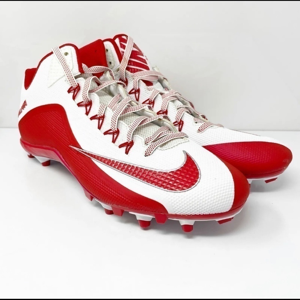 Nike Mens Alpha Pro 2 719932-166White Red Football Cleats Shoes Sneakers size 11
